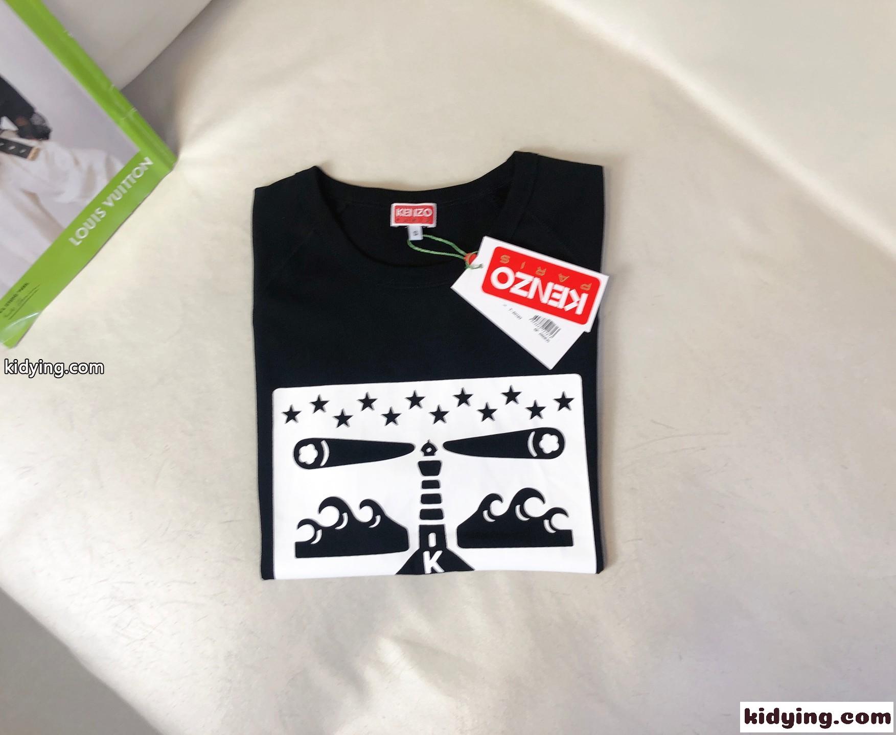 シンプル クルーネック プリント 半袖Tシャツ ケンゾー Tシャツ コピー ユニセックス-0