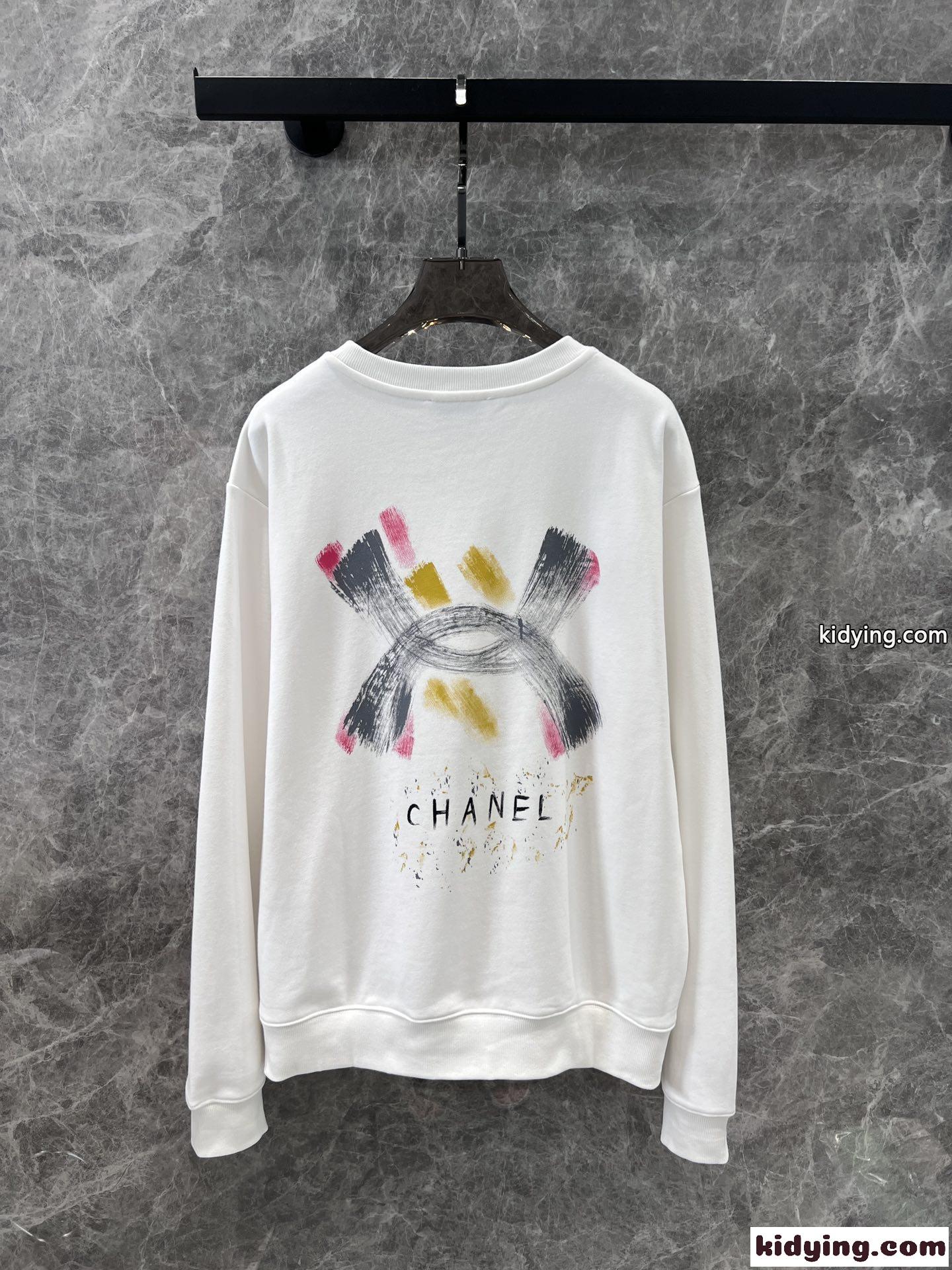 カジュアル プリント コットン スウェットシャツ シャネル Tシャツ コピー ホワイト-2