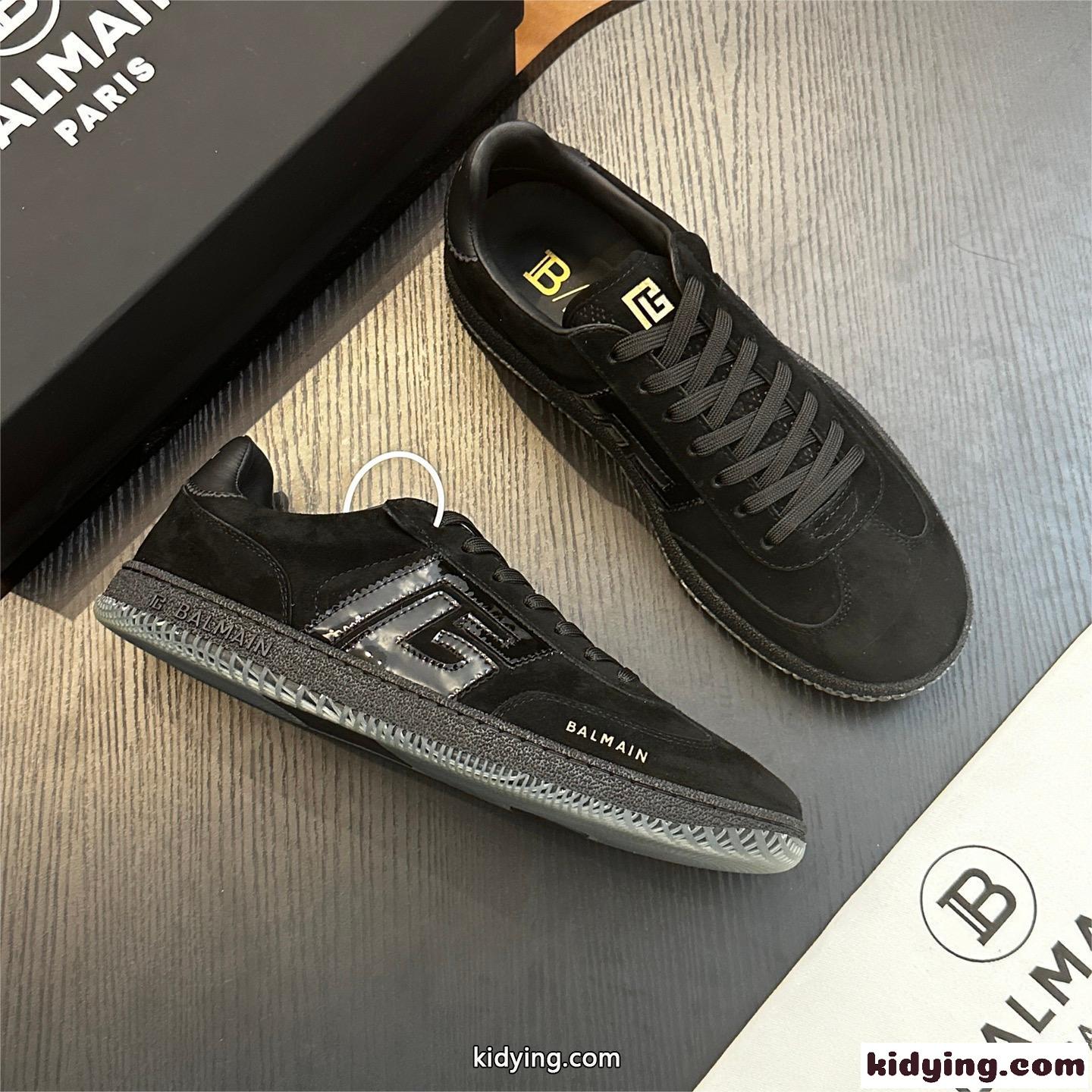 カジュアル 定番 Balmain Swan スエードスニーカー バルマン スニーカー スーパーコピー-0
