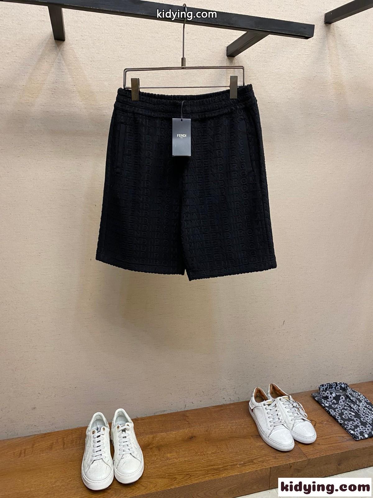 テリー ショートパンツ フェンディ パンツ コピー メンズ 春夏 ブラック-0