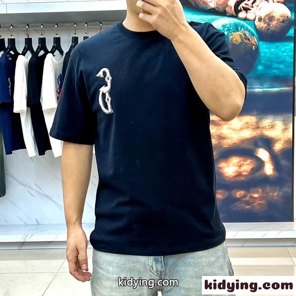 定番 カジュアル コットン 半袖Tシャツ クリスチャン・ディオール Tシャツ コピー ネイビー-1