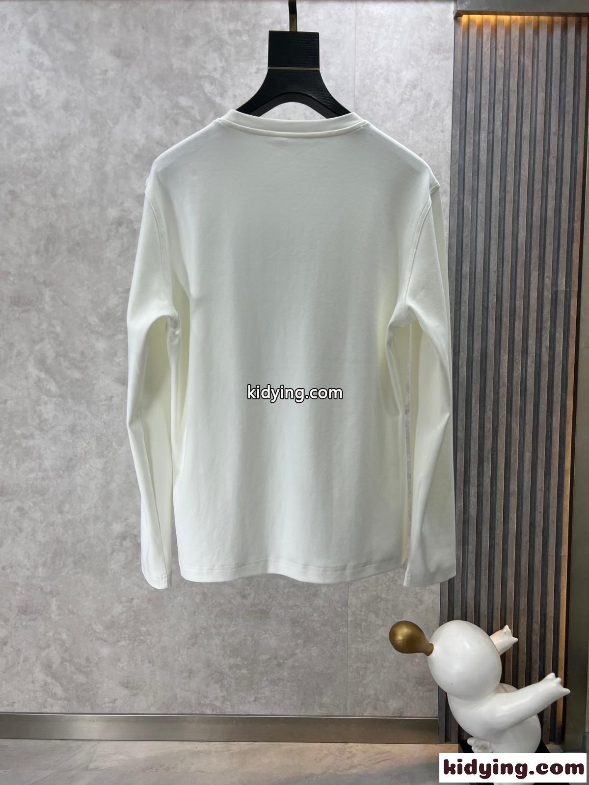 ベーシック プリント クルーネック 長袖Tシャツ エルメス Tシャツ コピー ホワイト-0