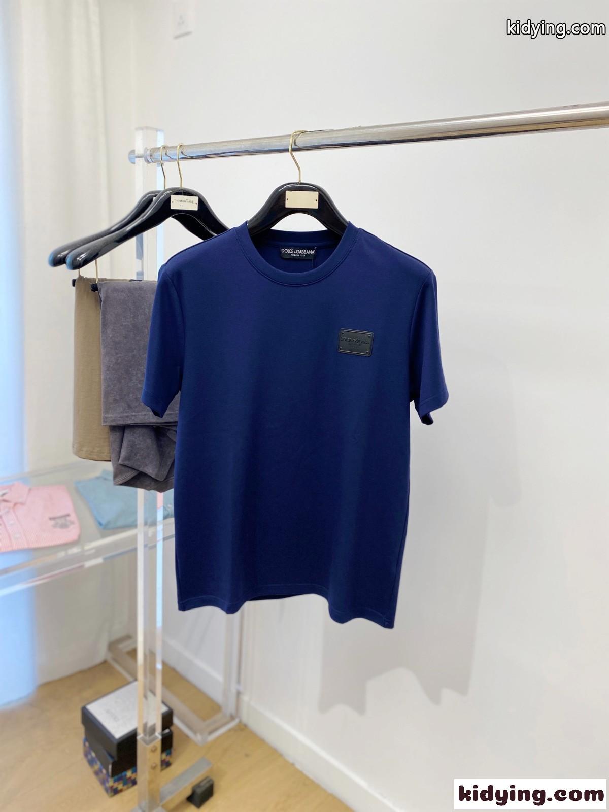 シンプル ロゴパッチ ドルチェ&ガッバーナ Tシャツ コピー 半袖Tシャツ ブルー-0