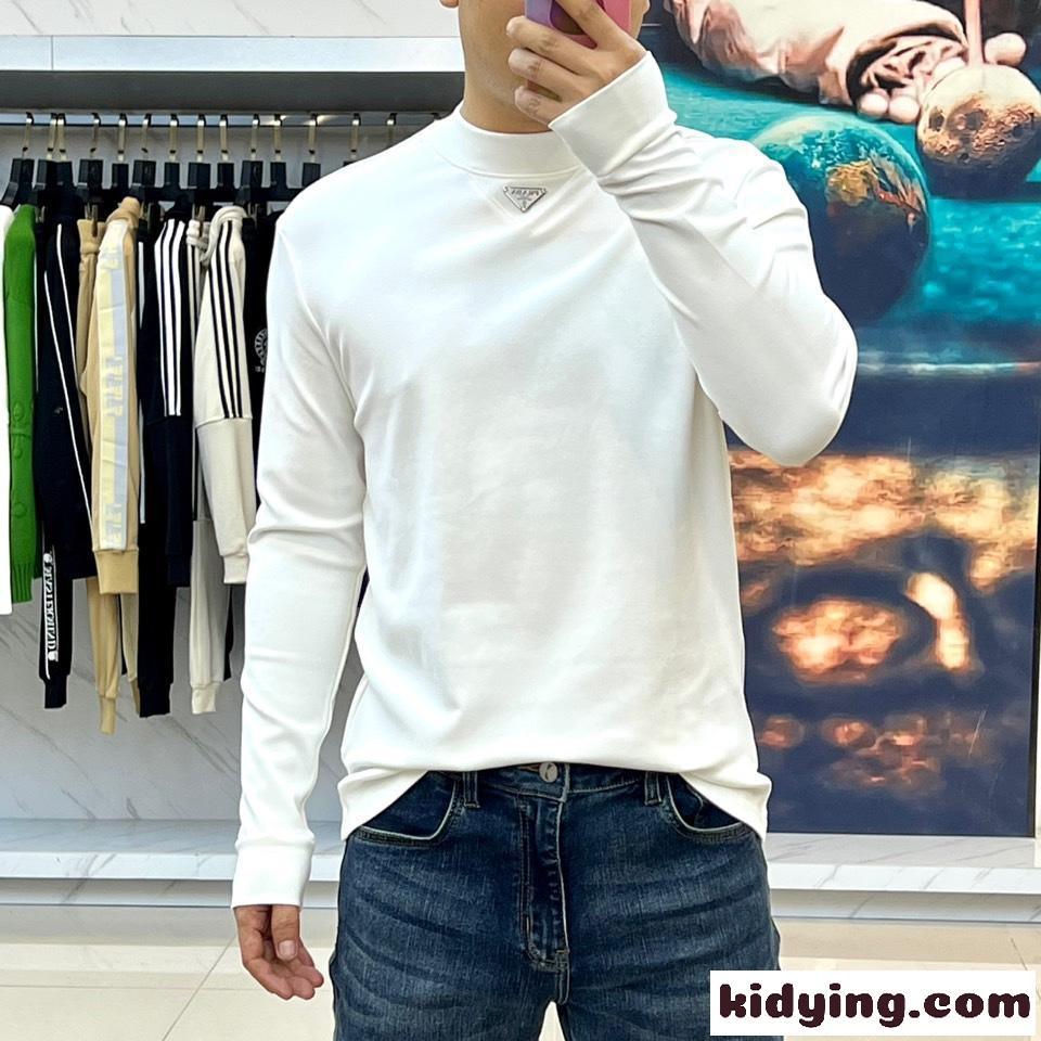 ベーシック 上品 合わせやすい 長袖Tシャツ プラダ Tシャツ 偽物 ホワイト-2