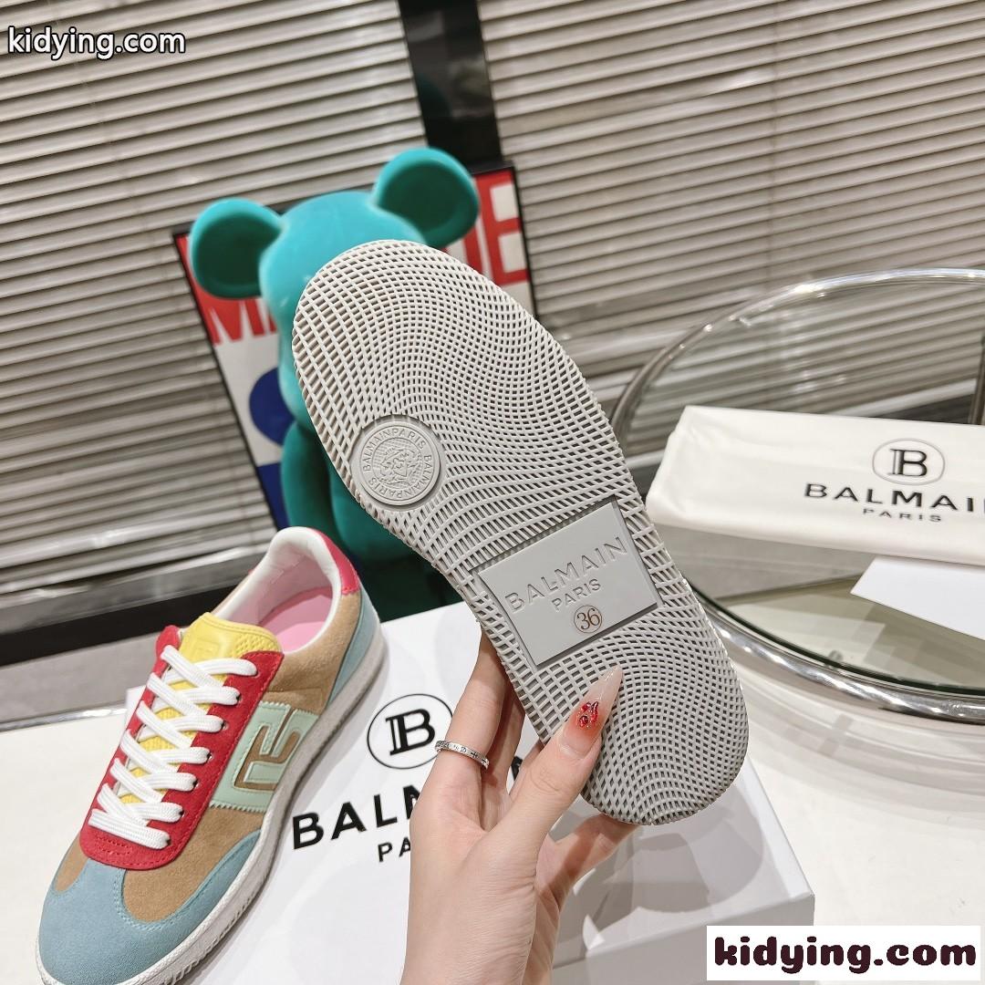 Balmain Swan レザー&スエード スニーカー バルマン スニーカー スーパーコピー-3