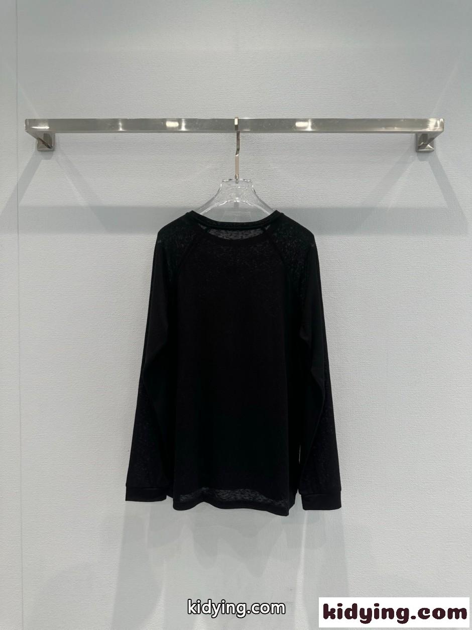 シンプル ロゴ刺繍 ロングスリーブTシャツ アレキサンダーワング Tシャツ コピー ブラック-2