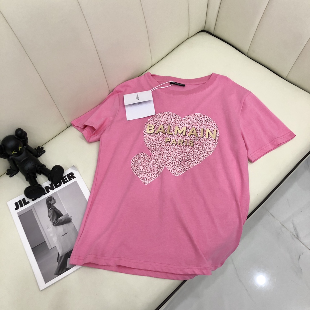 可愛い プリント 4色あり クルーネック 柔らかい 快適 バルマン 半袖Tシャツ コピー カジュアル おしゃれ-1