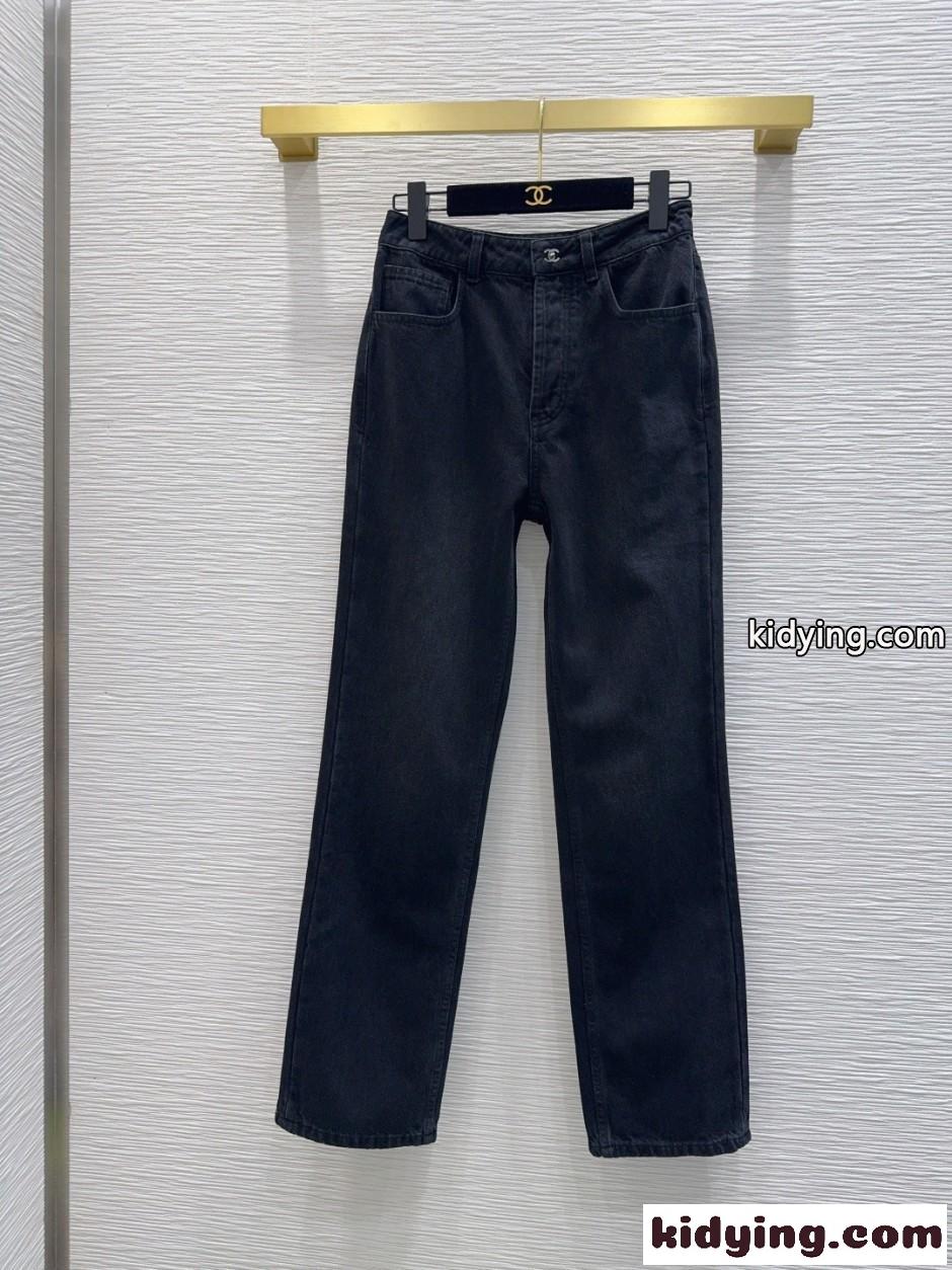 洗練された ターンロック デニムパンツ シャネル ジーンズ コピー ブラック-0