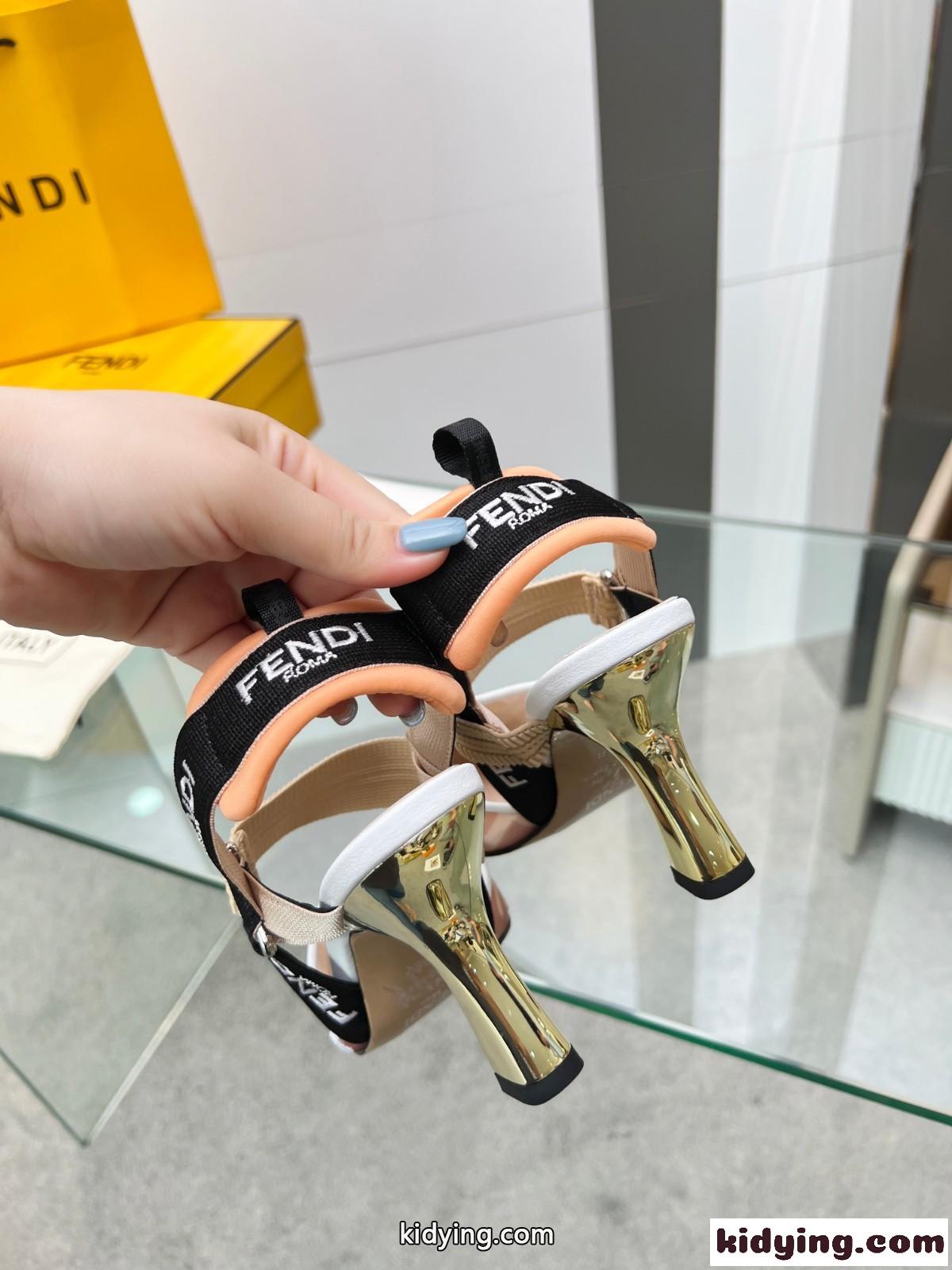 エレガント メッシュ ハイヒール スリングバックパンプス フェンディ サンダル コピー-0