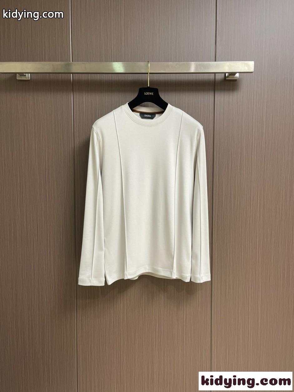 エルメネジルド・ゼニア Tシャツ 偽物 洗練された シンプル コットン 長袖Tシャツ-0