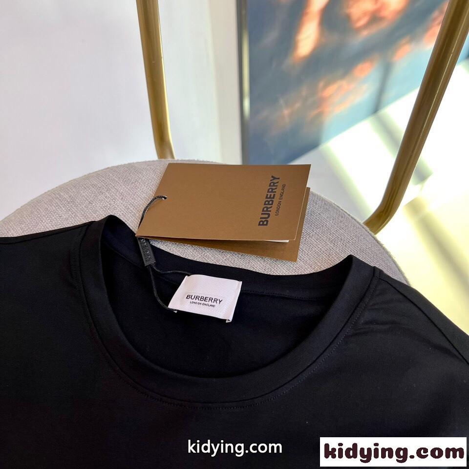 ハートEKD コットンTシャツ 半袖 バーバリー Tシャツ コピー クルーネック ブラック-1