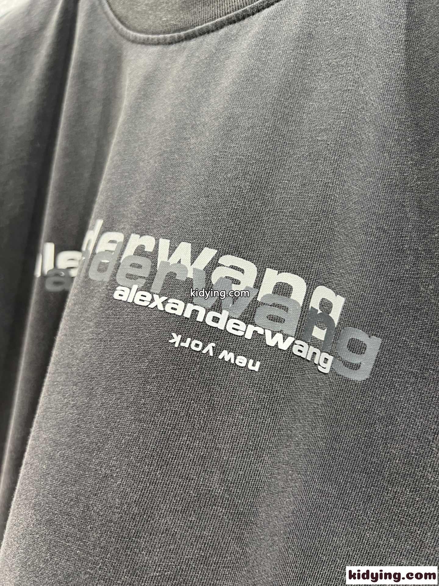 コンパクト ロゴ入り 半袖Tシャツ アレキサンダーワング Tシャツ コピー ブラック-3