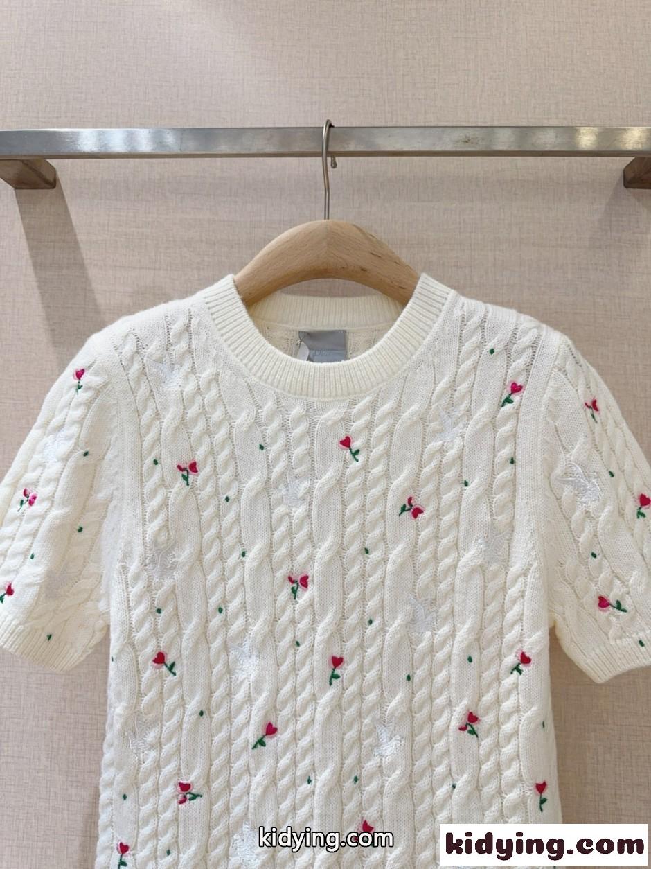 Dioramour エンブロイダリー ショートスリーブ セーター クリスチャン・ディオール コピー-3