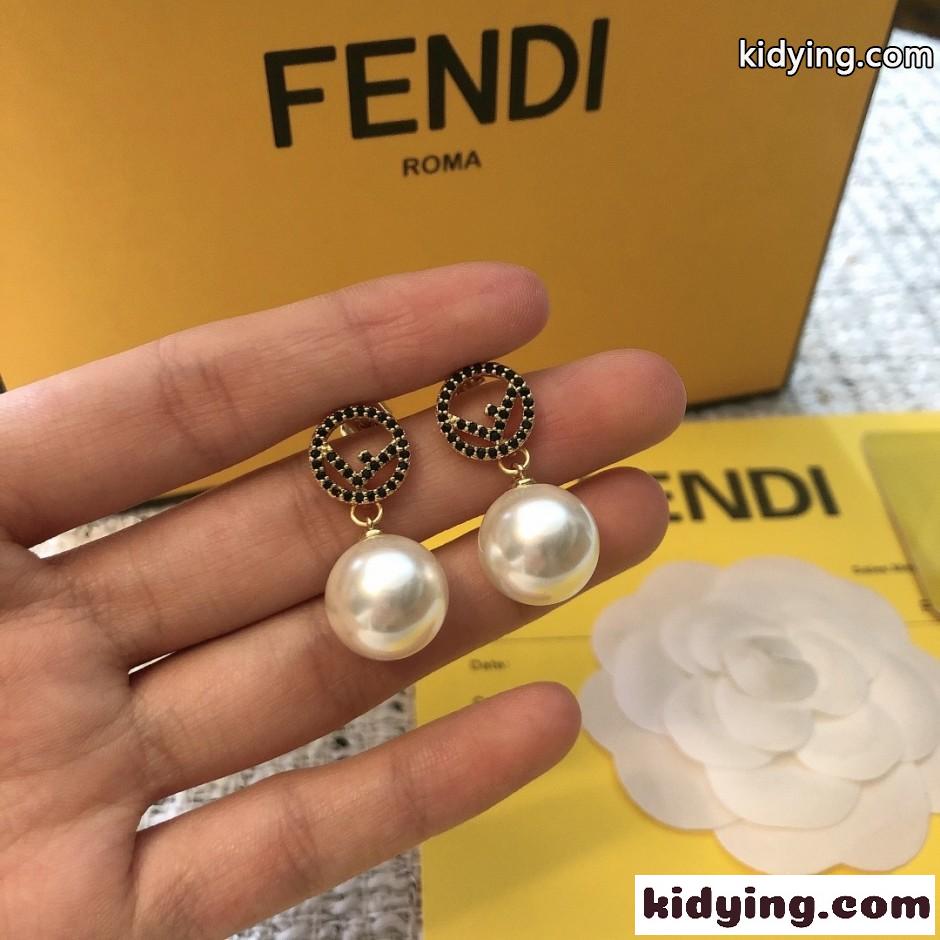 フェンディ イヤリング 偽物 エフ イズ フェンディ ロゴ × パール ピアス-3