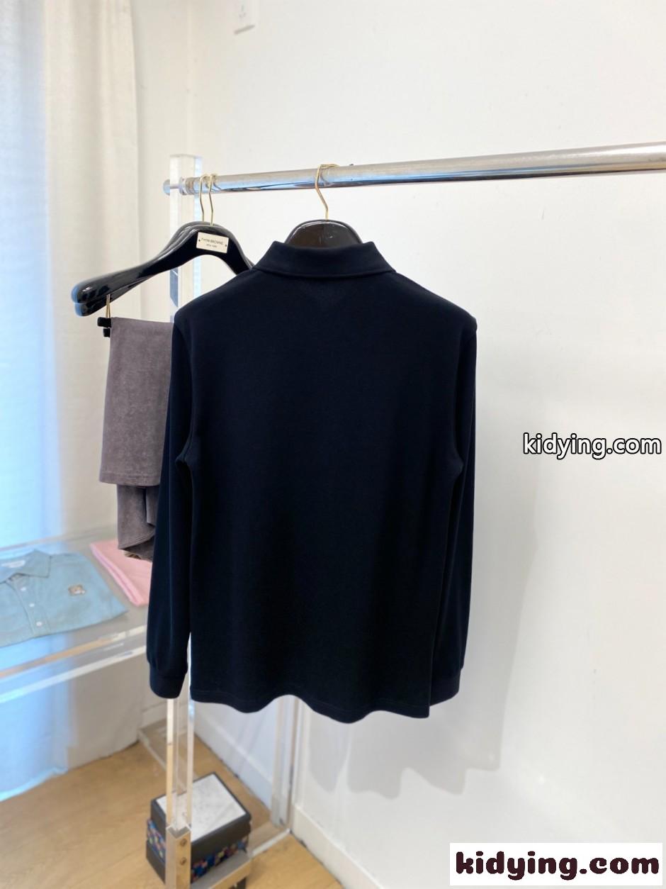 洗練された ハーフジップ 長袖ポロシャツ エルメネジルド・ゼニア Tシャツ 偽物 ブラック-3