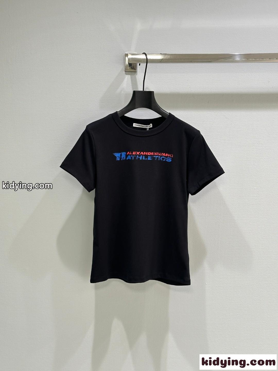 合わせやすい ロゴ クルーネック 半袖Tシャツ アレキサンダーワング Tシャツ コピー-5