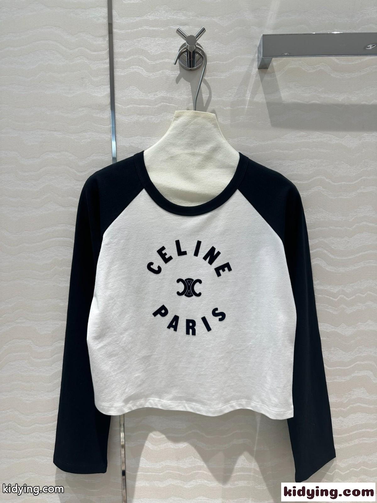 人気 カジュアル セリーヌ Tシャツ コピー コットン 長袖Tシャツ-2