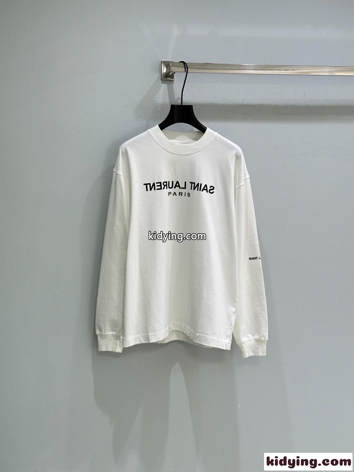 ユニセックス クルーネック スウェットシャツ イヴ・サンローラン Tシャツ 偽物-1