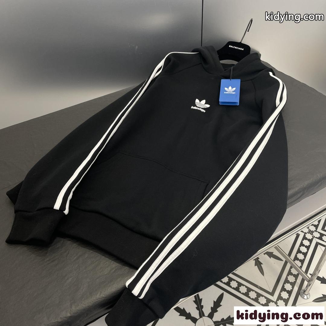 ユニセックス BALENCIAGA ×ADIDAS オーバーサイズ フーディ バレンシアガ パーカー コピー ブラック-2
