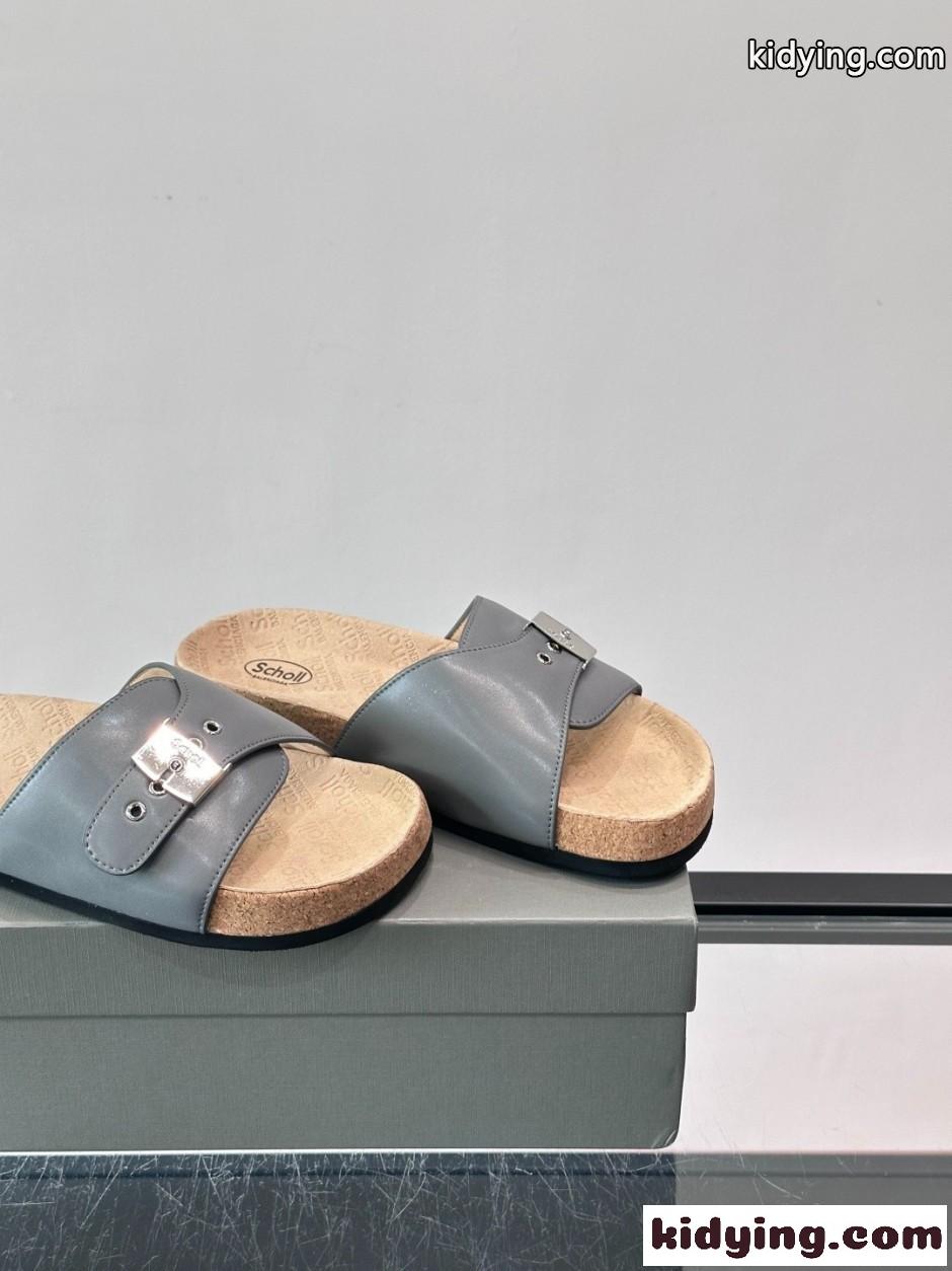 BALENCIAGA × Scholl コラボレーション サンダル バレンシアガ コピー グレー-3