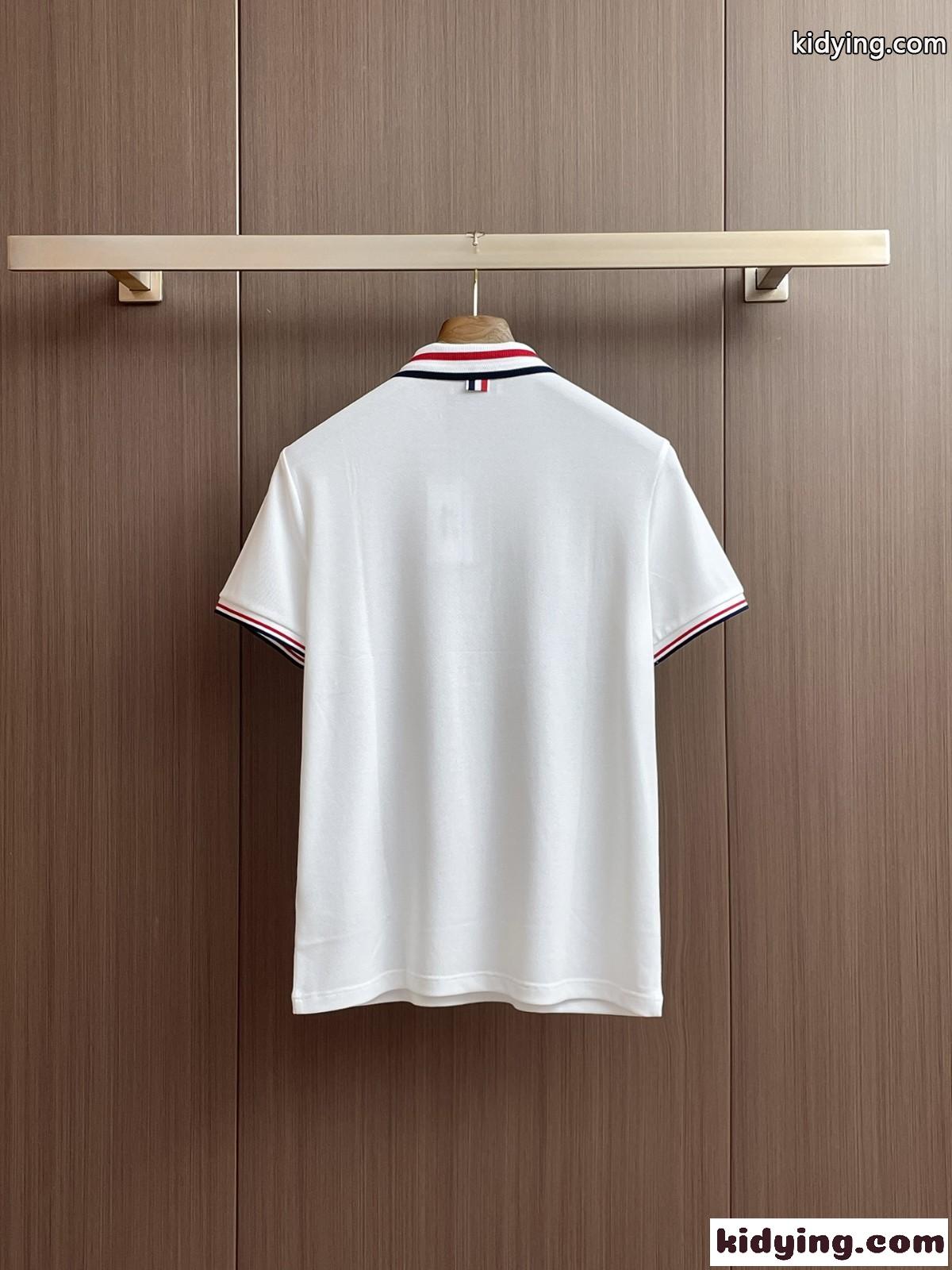 洗練された コットン 半袖ポロシャツ トムブラウン Tシャツ コピー ホワイト-3