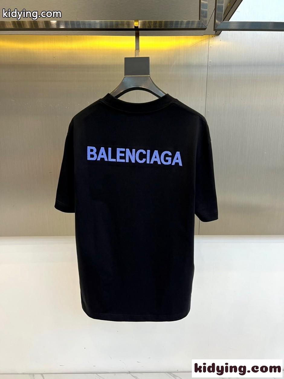 シンプル ロゴ コットン 半袖Tシャツ バレンシアガ Tシャツ 偽物 ブラック-4