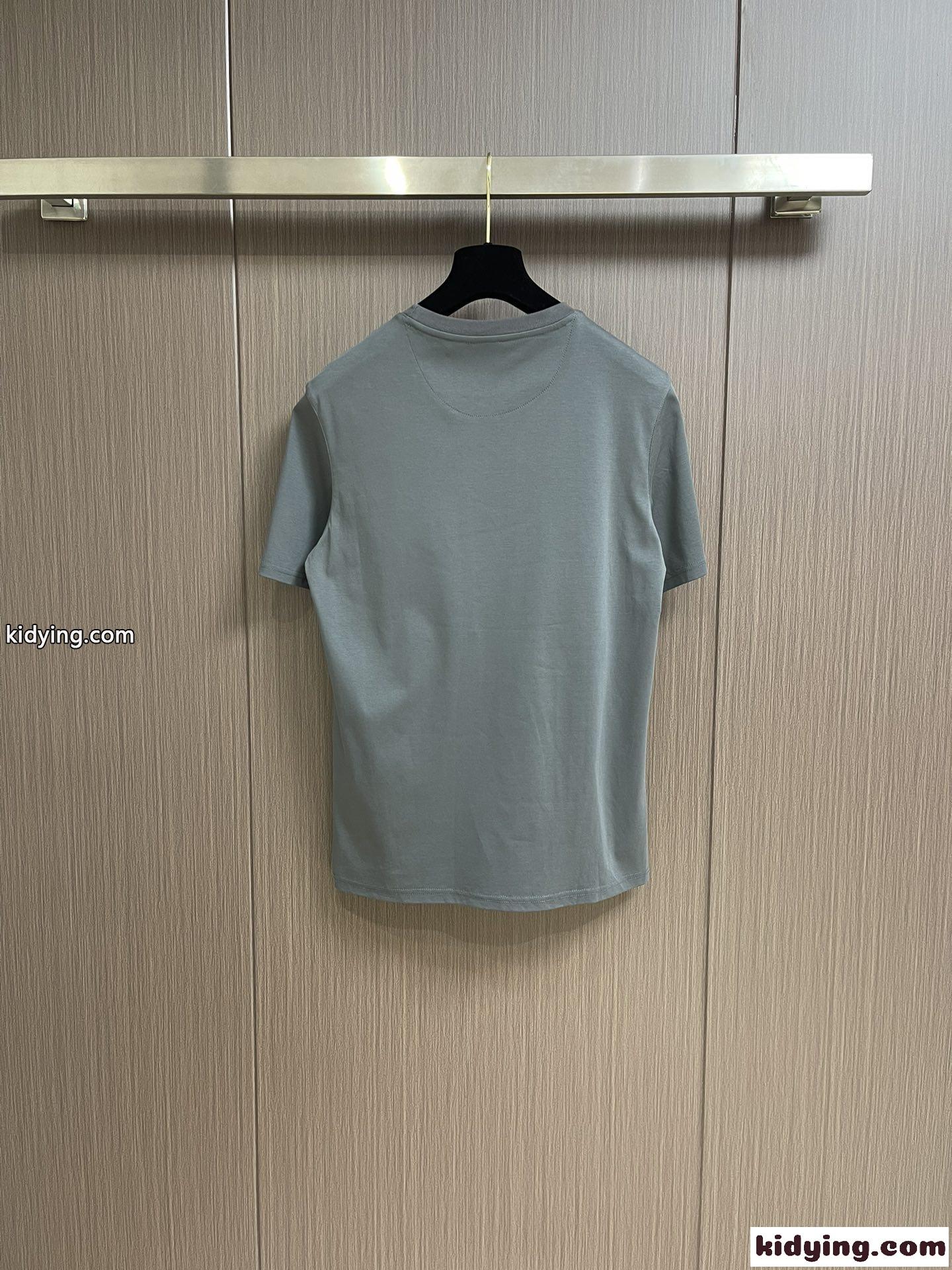 シンプル クルーネック 半袖Tシャツ エルメネジルド・ゼニア Tシャツ コピー グレー-2