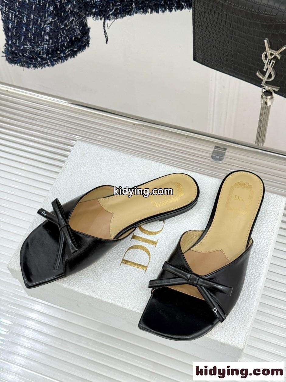 洗練された Dior Bow スライド クリスチャン・ディオール サンダル コピー ブラック-2