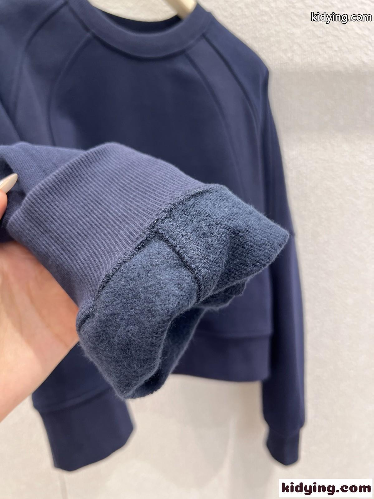 ロエベ Tシャツ コピー カジュアル クロップド スウェットシャツ ネイビー-3