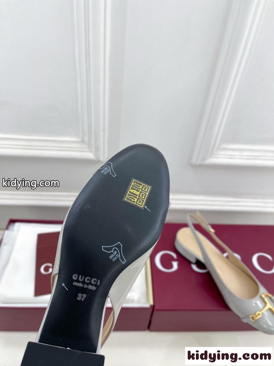 グッチ パンプス コピー GUCCI ホースビット スリングバック パンプス グレー-3