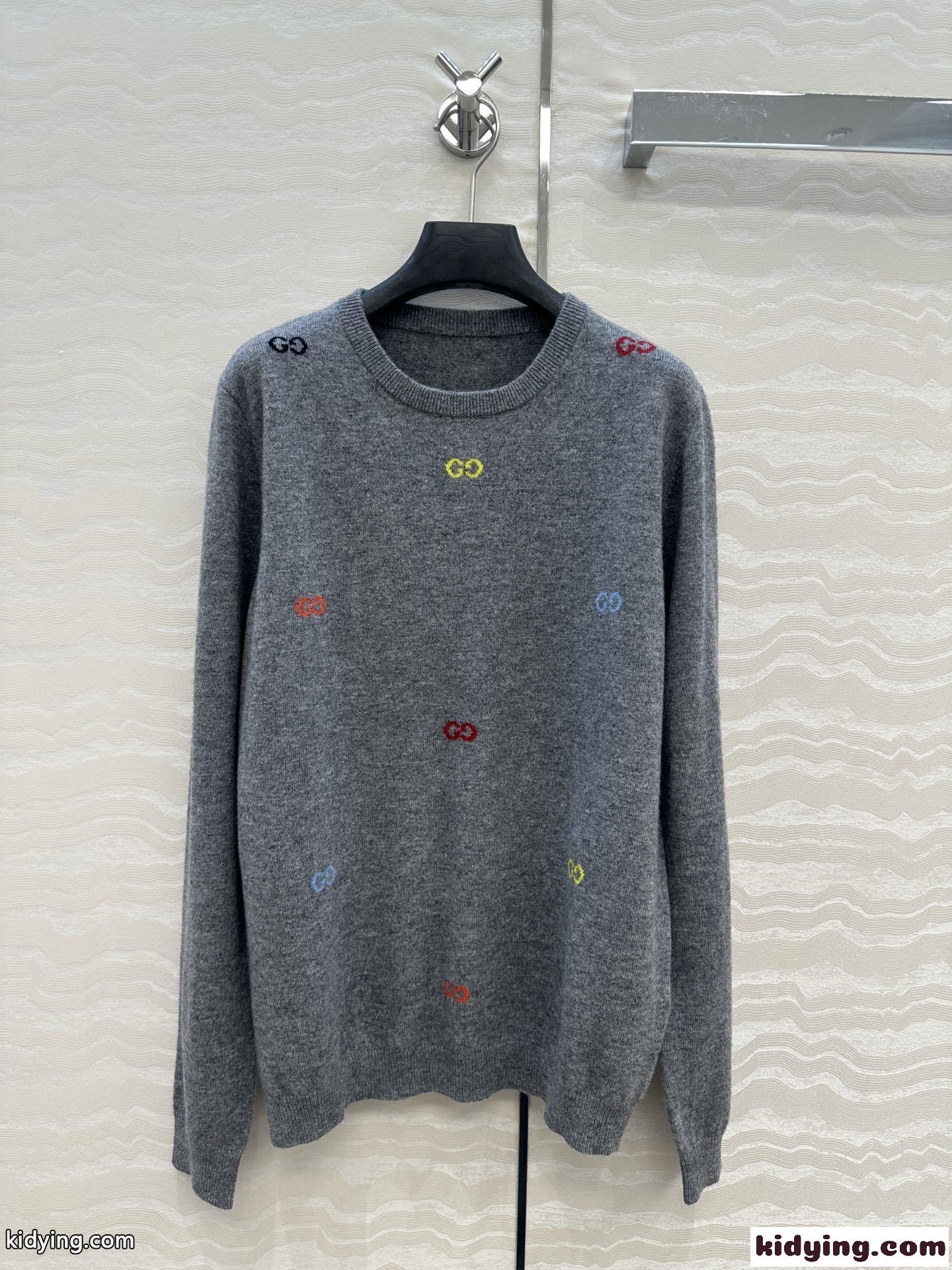 洗練された GGロゴ カシミヤニット グッチ セーター 偽物 ユニセックス グレー-2