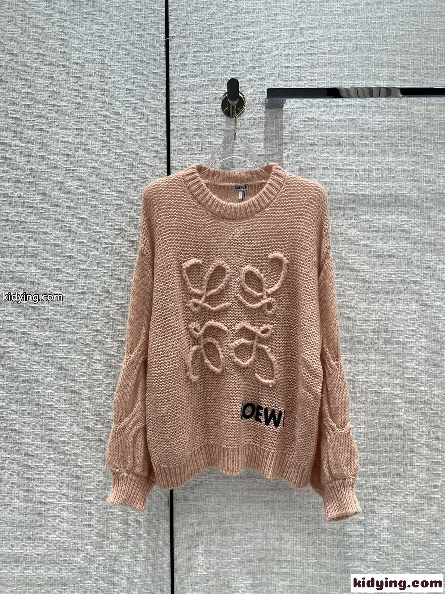 モヘア アナグラム クルーネック ロエベ セーター コピー ロゴ 刺繍 ゆったり ニット-0
