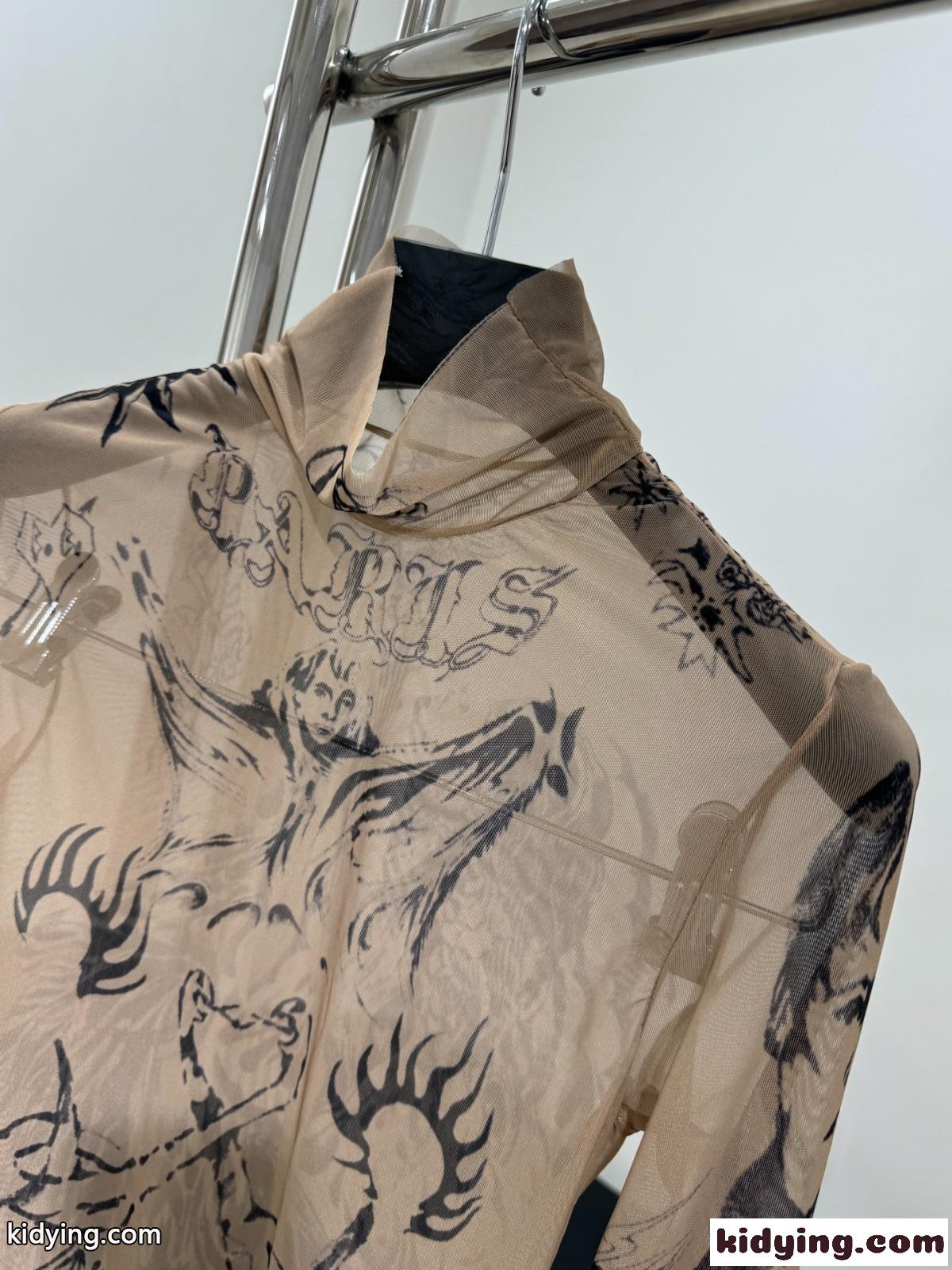 フェンミン 目を引く シアートップス バレンシアガ Tシャツ コピー 長袖 ベージュ-2