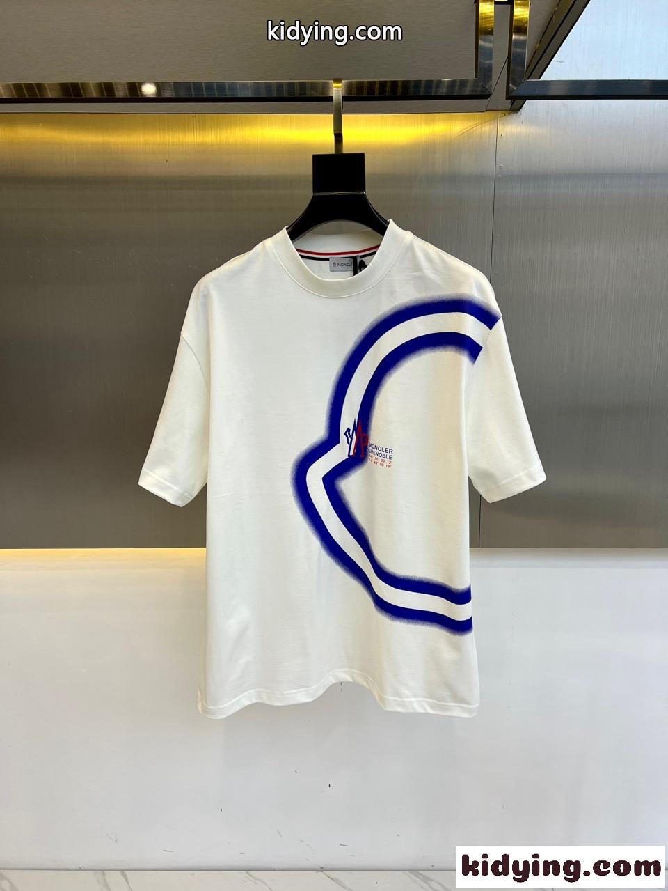 カジュアル ゆったり ロゴプリント 半袖Tシャツ モンクレール Tシャツ コピー ホワイト-0