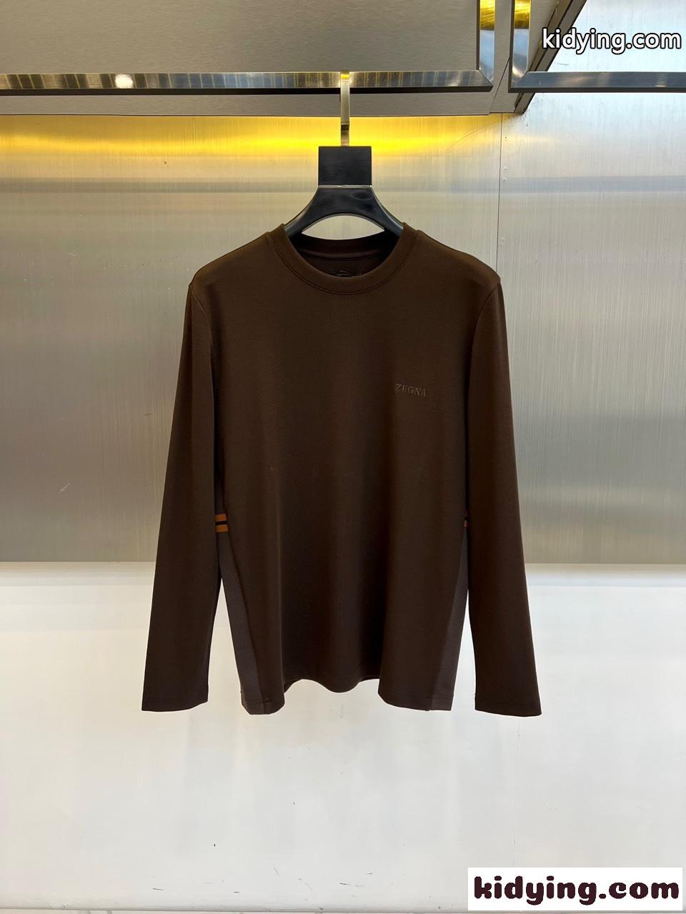 洗練された エルメネジルド・ゼニア Tシャツ 偽物 シンプル コットン 長袖Tシャツ-0
