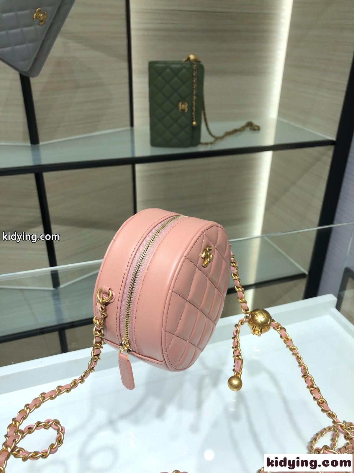 ショルダーバッグ レディース 斜めがけ 円形 シャネル バッグ 人気 コピー 可愛い おしゃれ 斜め掛け ピンク-0