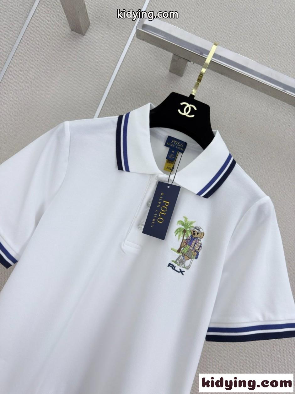 カジュアル 可愛い ポロベア コットン ポロシャツ ラルフローレン Tシャツ 偽物 ホワイト-1
