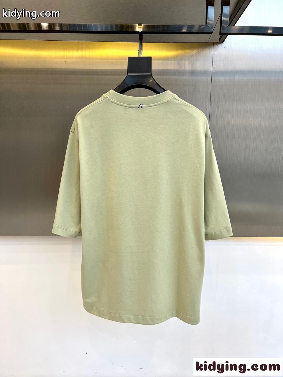 シンプル カジュアル コットンTシャツ バーバリー 半袖Tシャツ コピー カーキ-4