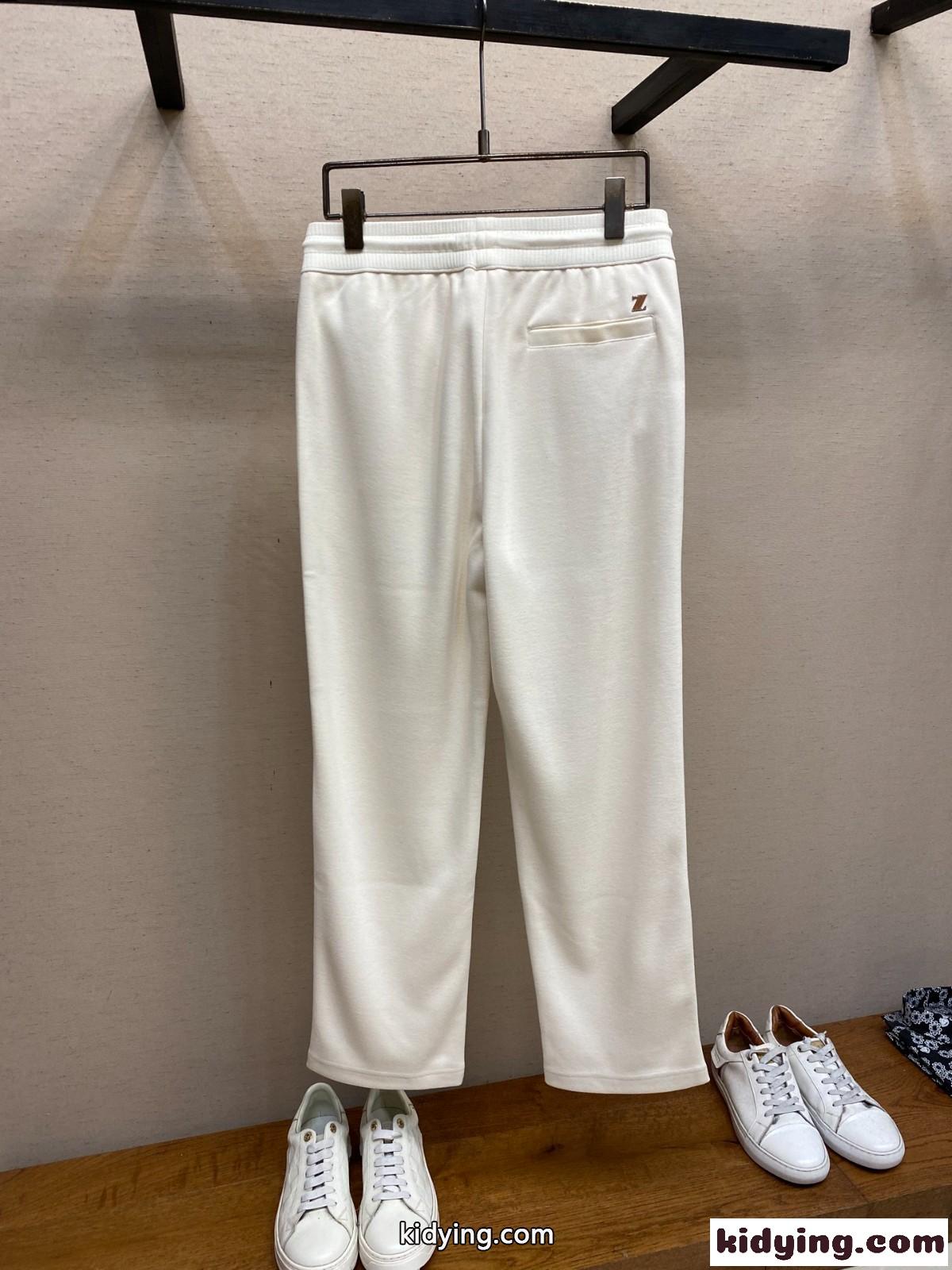 カジュアル リラックス スウェットパンツ エルメネジルド・ゼニア パンツ 偽物 ホワイト-2