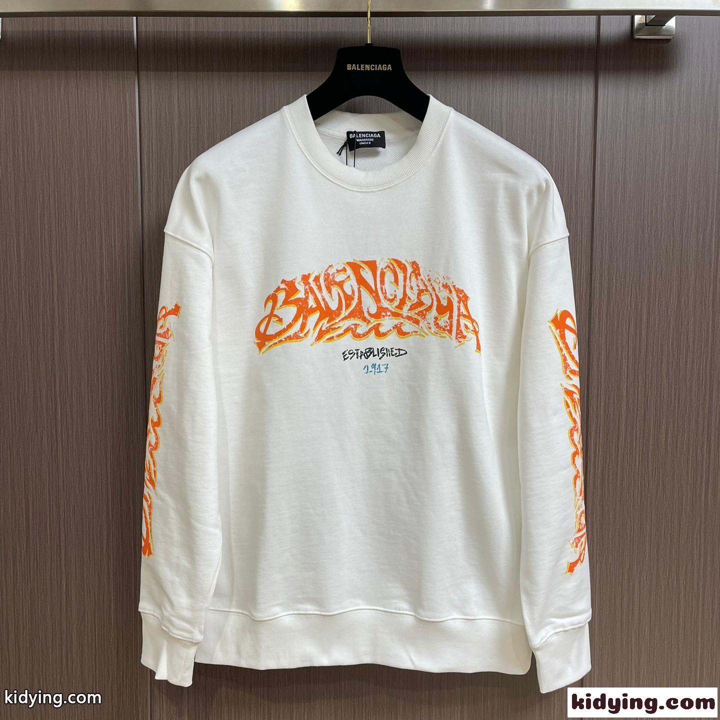 おしゃれ カジュアル プリント ロングスリーブ Tシャツ バレンシアガ Tシャツ コピー ホワイト-0