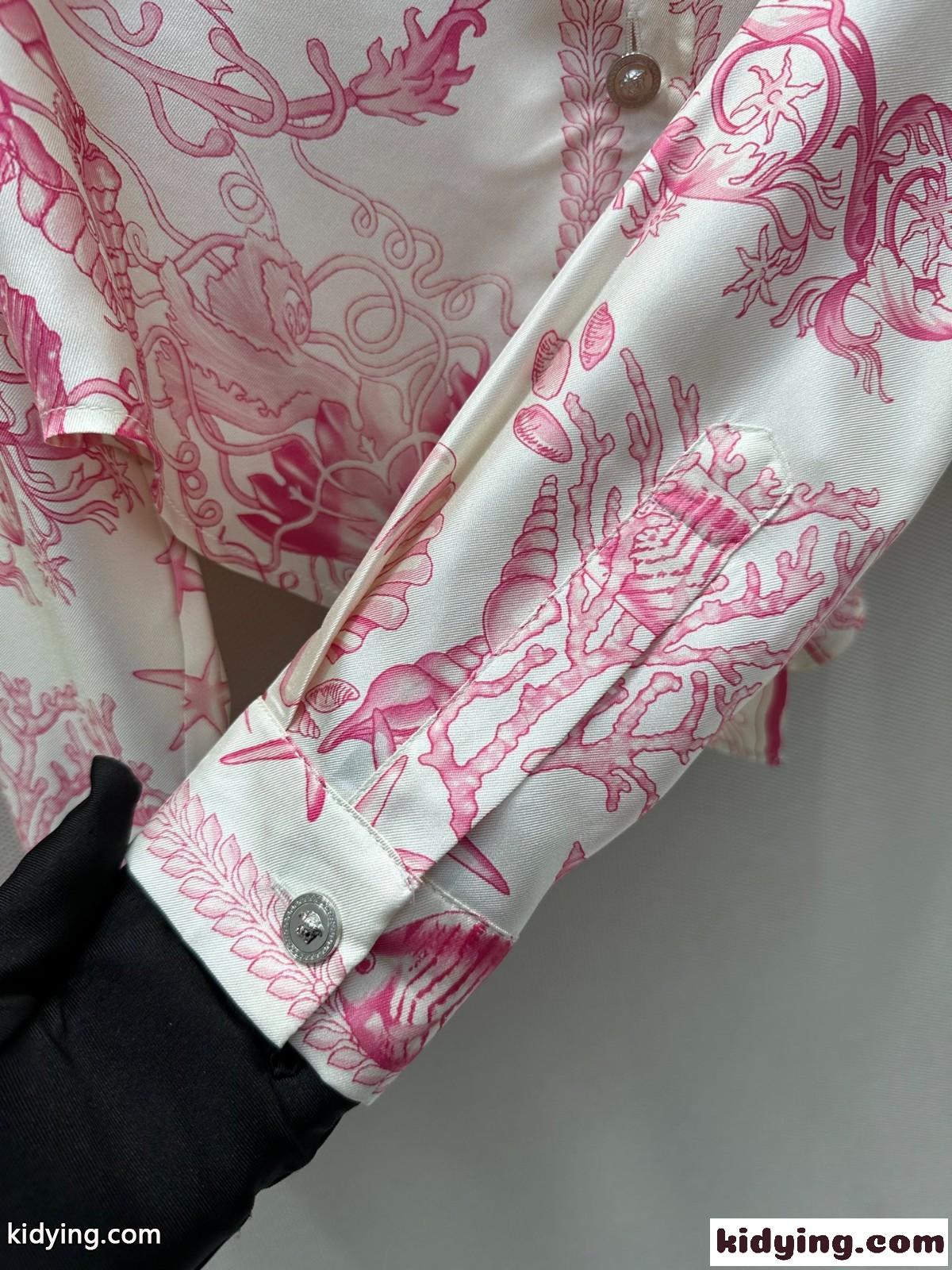 ノット クロップ シルクシャツ ヴェルサーチェ シャツ コピー レディース-1