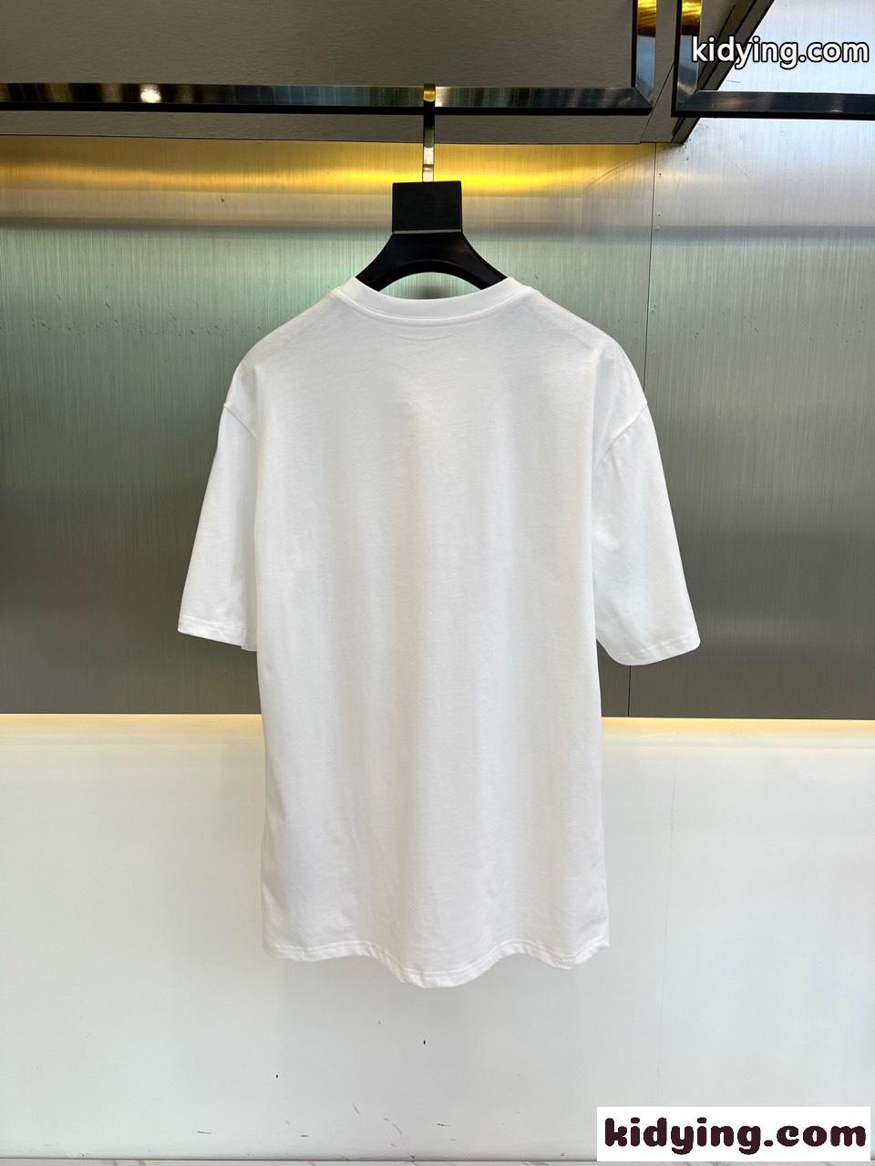 カジュアル ゆったり クルーネック ロゴ 半袖 バーバリー Tシャツ コピー ホワイト-4