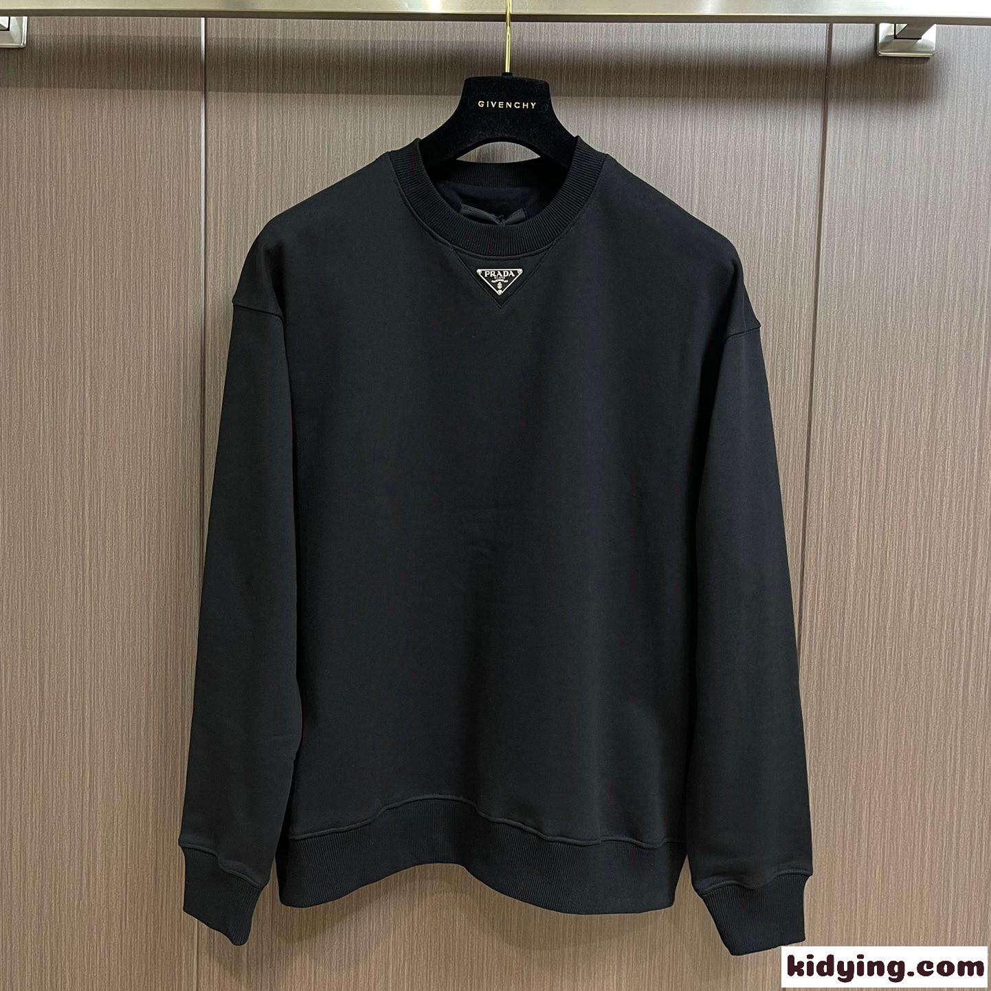 カジュアル 定番 ロゴ付き クルーネック プラダ Tシャツ コピー スウェットシャツ-0