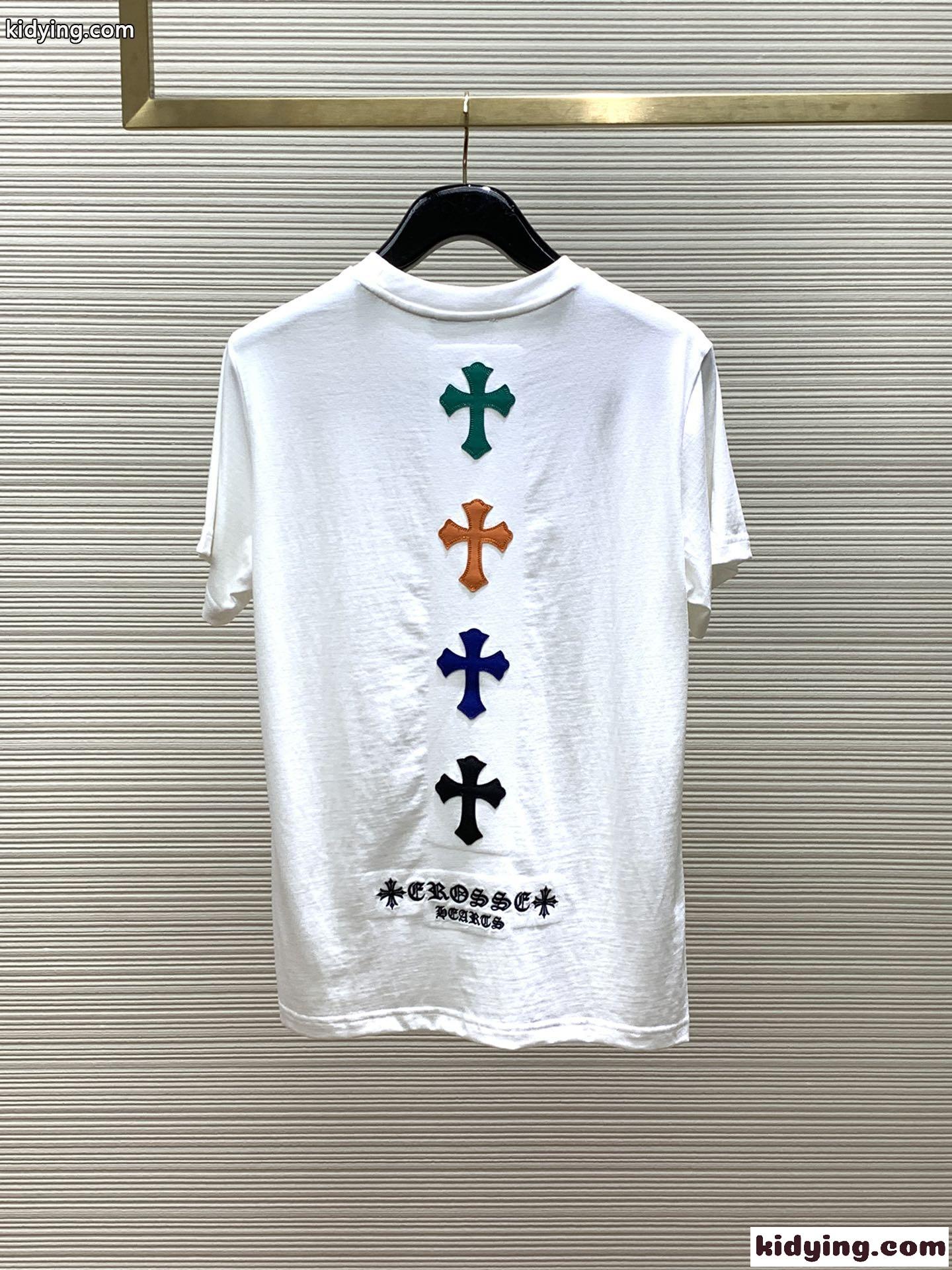 クロスパッチ クルーネック 半袖Tシャツ クロムハーツ Tシャツ コピー ホワイト-3