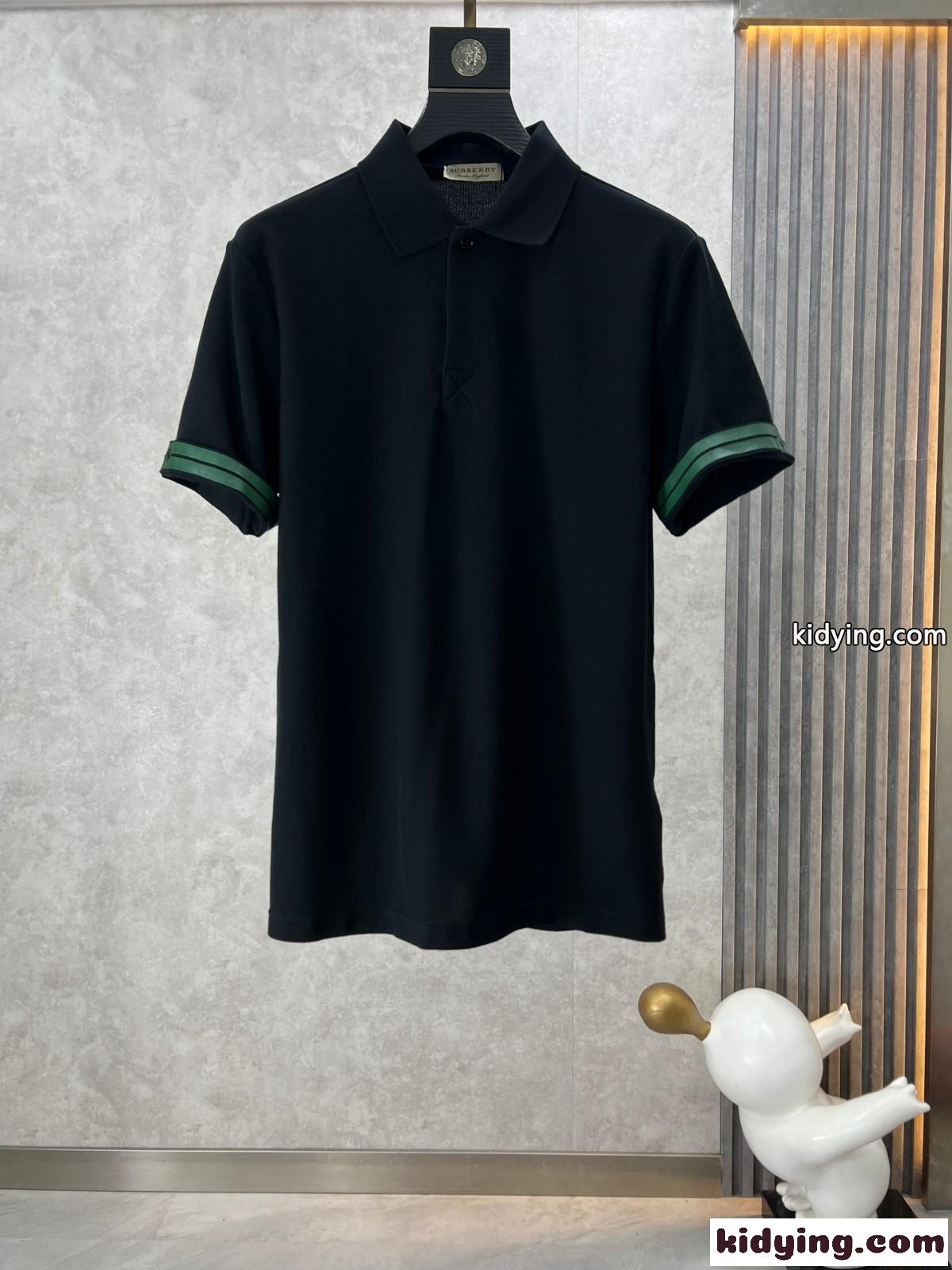 カジュアル コットン ポロシャツ バーバリー 半袖Tシャツ コピー ブラック-0