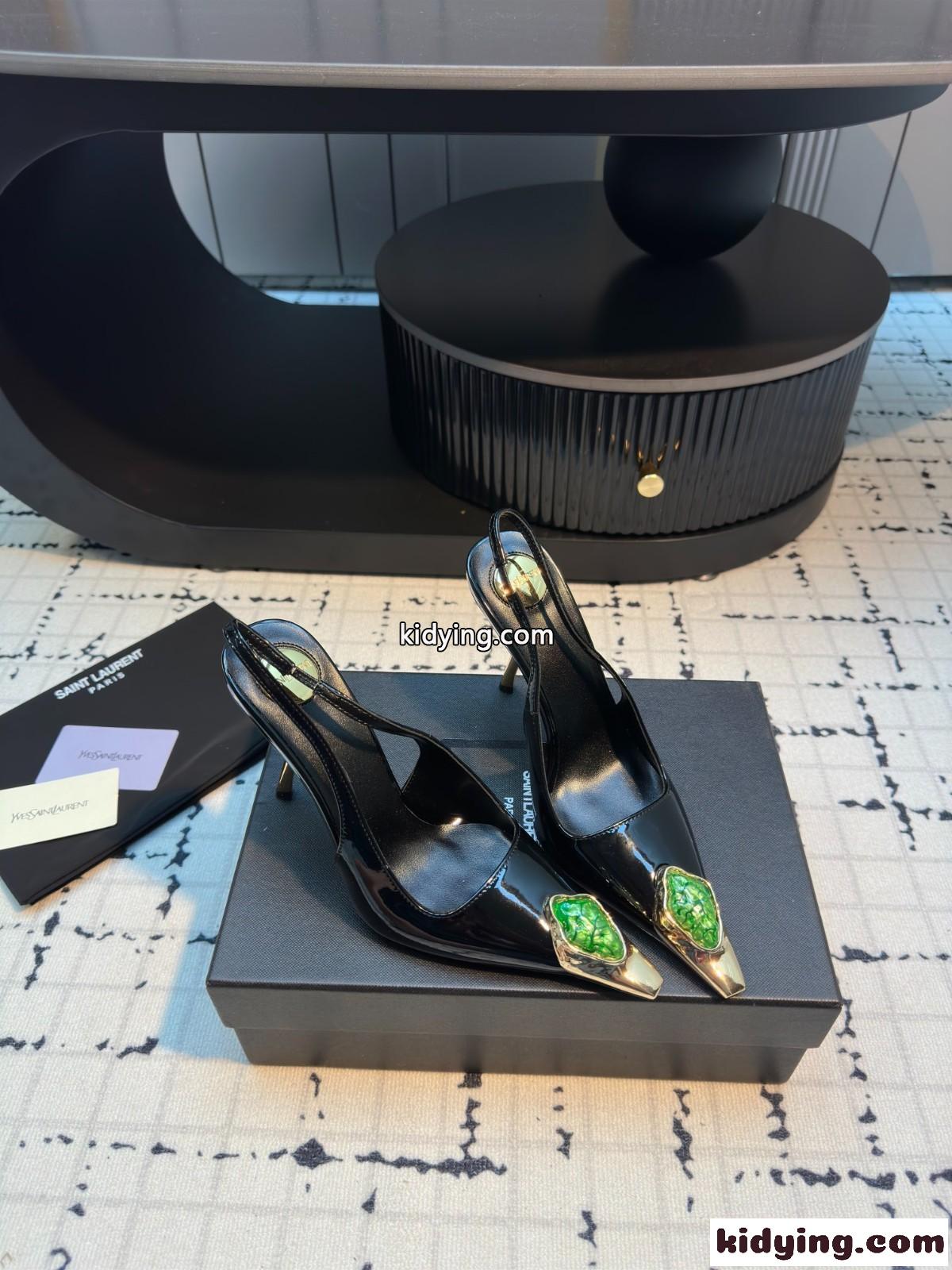 エレガント YSL ルル スリングバックパンプス イヴ・サンローラン コピー ブラック-3