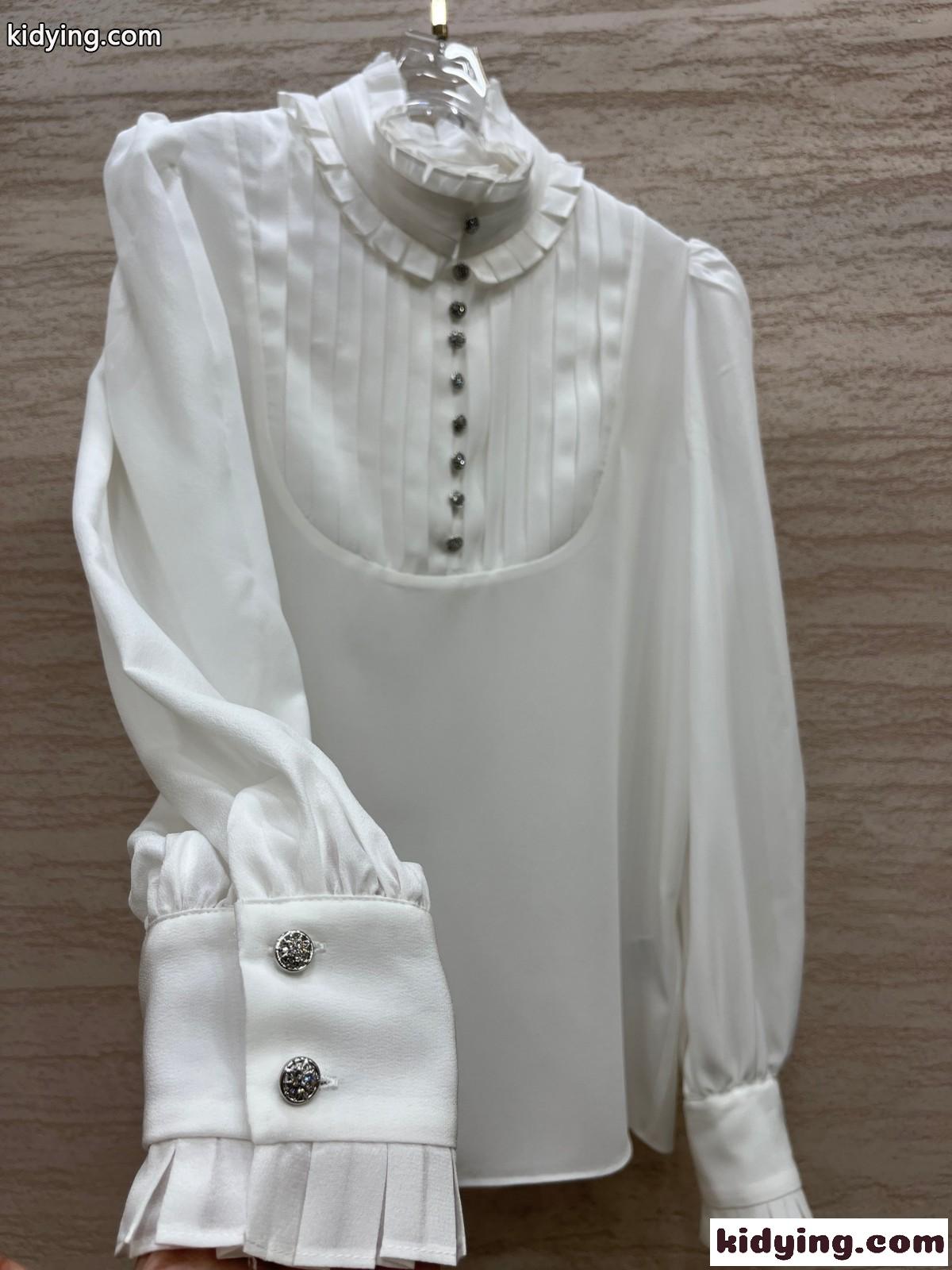 女性らしい 可愛い ヴァレンティノ シャツ コピー 長袖  スタンドカラー ブラウス-3