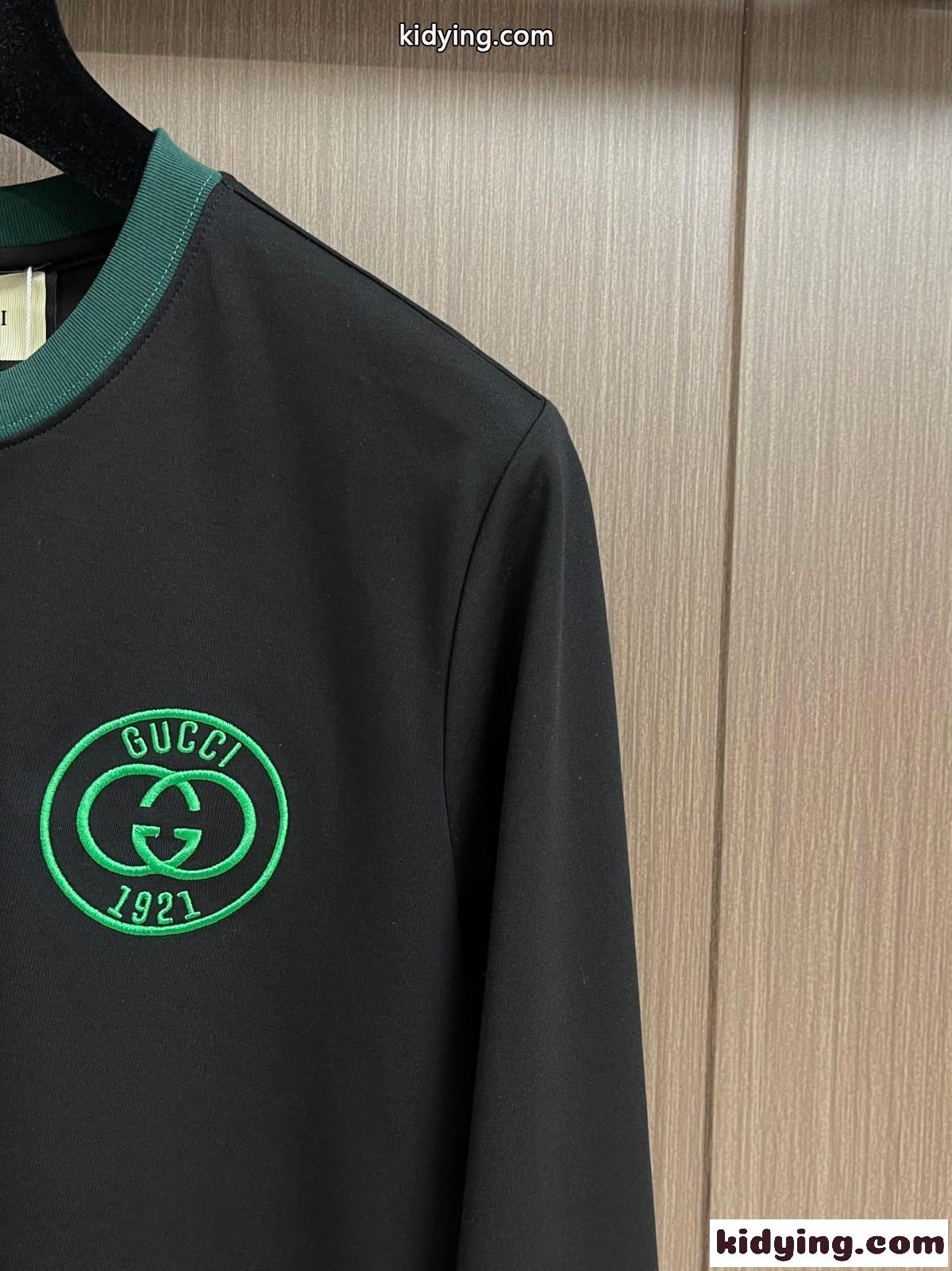合わせやすい クルーネック コットン 長袖Tシャツ グッチ Tシャツ コピー ブラック-4