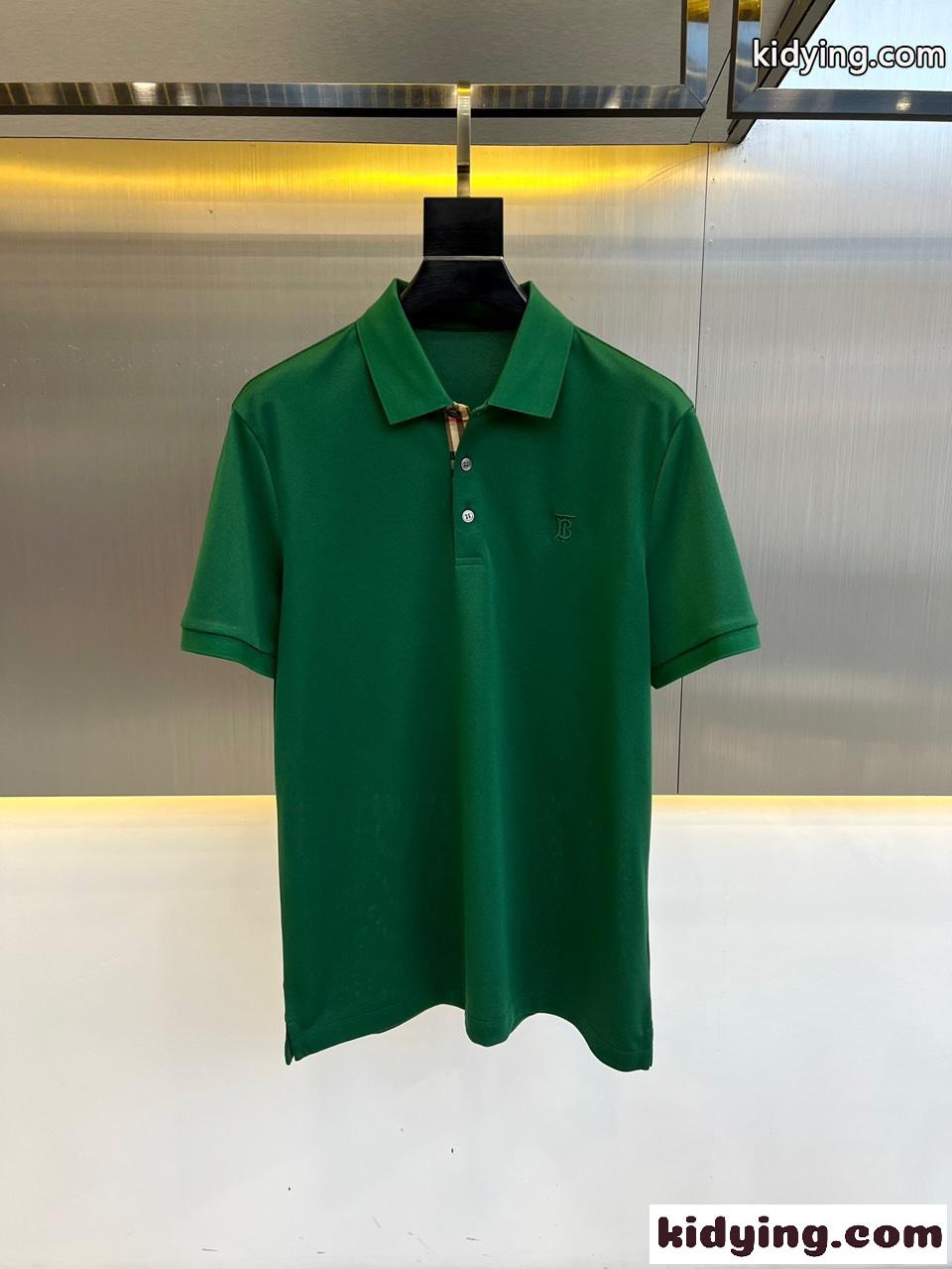 クラシック バーバリー 半袖Tシャツ コピー コットンピケ ポロシャツ グリーン-0