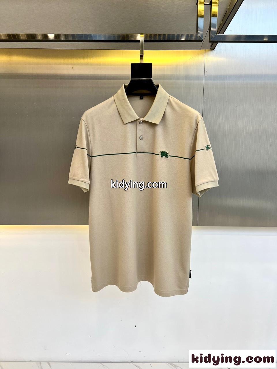 上品 カジュアル ピマコットン 半袖ポロシャツ バーバリー Tシャツ コピー カーキ-0